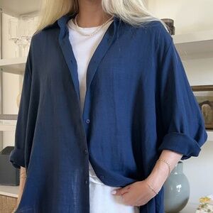 Free with Purchase Denver Hayes Cotton Button Up Blouse Long Sleeve